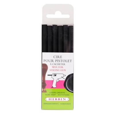 6 Batons de cire pour pistolet - noire - HERBIN