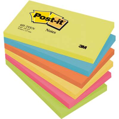 Lot de 6 blocs 100 feuilles Notes Rainbow 127x76 mm 6 couleurs - Post-it