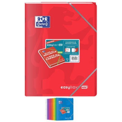 Cahier piqûre EASYBOOK MAX 24 X 32 cm 96p 90g grands carreaux coloris aléatoire - Oxford