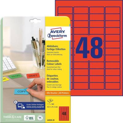 Etui de 960 Etiquettes Multi-usages 45,7 x 21,2 mm Rouge - AVERY ZWECKFORM