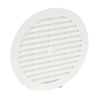 Grille d'aération ronde intérieure et extérieure blanche, ø d'emboîture 100 mm, à visser ou à coller, pour tuyau fribre ciment, avec moustiquaire, section de passage d'air 32 cm2 - Gedimat - NICOLL