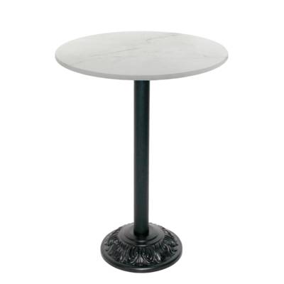 Mange-debout pied noir Ø70cm marbre paros - intérieur - RestooTab