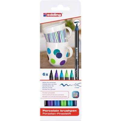 Feutre pinceau Porcelaine 4200 Etui de 6 'cool' couleurs 1-4 mm - EDDING
