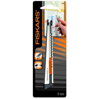 Cutter métal professionnel plat lame 9mm Bouton de déblocage Rail métallique - FISKARS