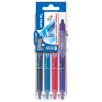 Stylo roller FRIXION BALL CLICKER 07 Set2Go, étui de 4 en couleurs assorties - PILOT