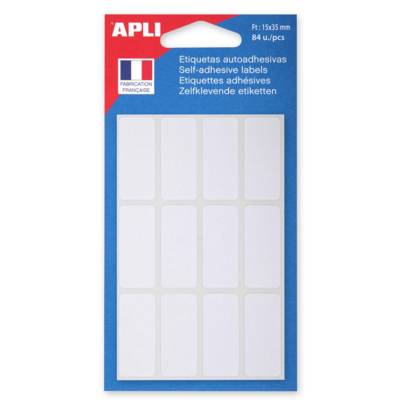 Sachet de 84 étiquettes multifonctions permanentes 15x35 mm Blanc - APLI-AGIPA
