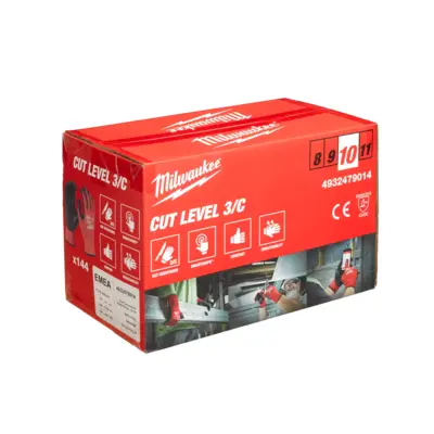 Gants anti-coupure enduction nitrile - Niveau 3/C - Taille 10/XL - 144 paires - MILWAUKEE - 4932479014