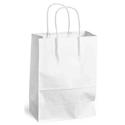 Sac à Poignées Torsadées Kraft 90g Taille S 24x11x33cm Blanc - MAILMEDIA