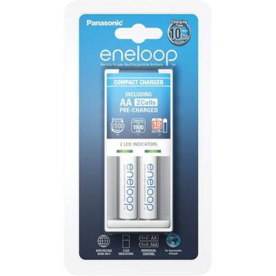 Chargeur Compact 1 à 2 piles AA/AAA + 2 piles AA rechargeables inclus - PANASONIC