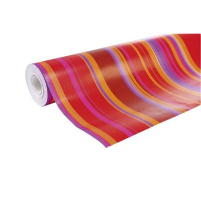 Rouleau papier cadeau ALLIANCE L70 cm x 50 m Fantaisie rayures orange/rose - CLAIREFONTAINE