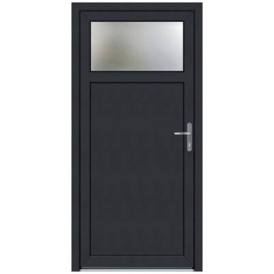 Porte de service PVC VALETTE gris anthracite 7016 dormant 60 mm avec tapées pour isolation 160 mm - 200 x 80 cm - Gedimat - EUROPEN