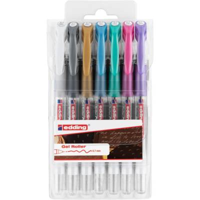 Roller à encre gel 2185 jeu de 7 métallisés-blanc 0,7 mm - EDDING