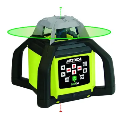 Laser rotatif automatique BRAVO HV4 GREEN à faisceau vert - METRICA - Portée Ø 500 m - Autonomie 35 h - IP66 - 61395
