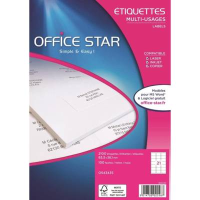 Boîte de 1200 étiquettes multi-usage blanches 63,5 x 38,1 mm - OFFICE STAR