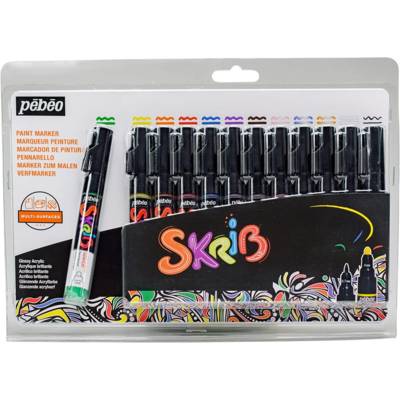Set 12 Marqueurs SKRIB Peinture Acrylique Couleurs Classique - PÉBÉO