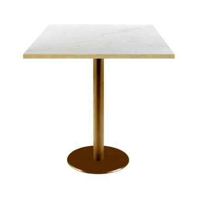 Table pied Doré 70x70cm marbre paros chants laiton - intérieur - RestooTab