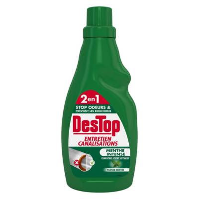 Gel Entretien Canalisations - Fosse Septique - 750 ml Parfum Menthe - DESTOP