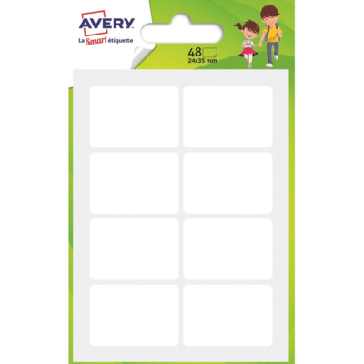 Sachet de 48 étiquettes blanches - 24 x 35 mm - Avery