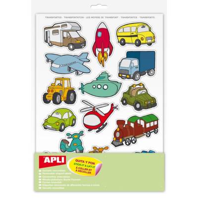Pochette 12 feuilles gommettes Les transports - APLI-AGIPA