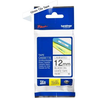Cassette TZ Tape TZe-231 12 mm x 8m Noir sur Blanc - BROTHER