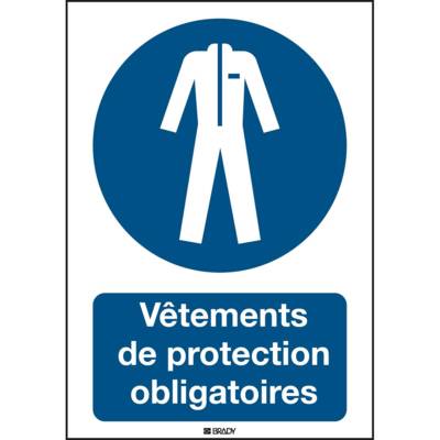 Panneau rigide adhésif permanent acrylic Vêtements de protection obligatoires Rectangle 210 x 297 mm - BRADY