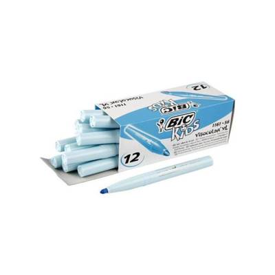 Boîte de 12 feutres de coloriage KIDS VISACOLOR XL Bleu Ciel - BIC