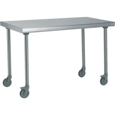 Table inox - Largeur M (L=810-1210mm) - Avec étagère basse, Sur Roulettes - Reconditionné - TBLLMP70EtagRoul - Vesto