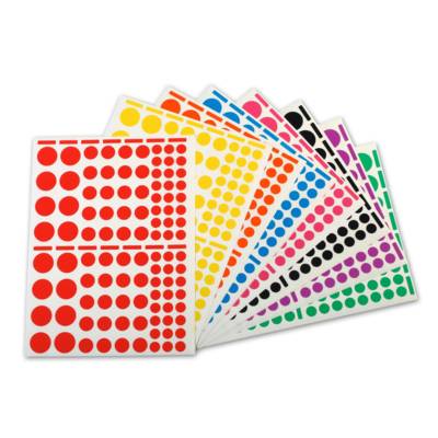 Paquet 10 feuilles 160x216 mm 1040 gommettes Rondes Assorties - Apli-Agipa