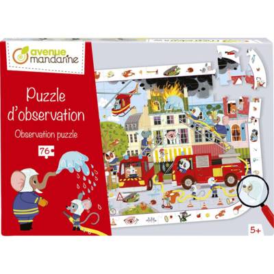 Puzzle d'observation, Pompiers - 76 Pièces - AVENUE MANDARINE