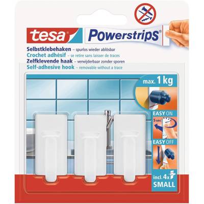 Powerstrips Lot 3 Crochets SMALL + 4 Strips Classique Blanc - TESA