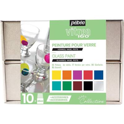 Coffret Collection Vitrea 160 Peinture sur Verre -10 Flacons de 45 ml - PÉBÉO