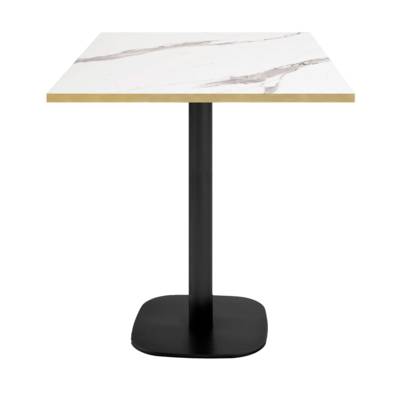 Mange-debout snack pied noir 70x70cm marbre blanc chant laiton - intérieur - RestooTab