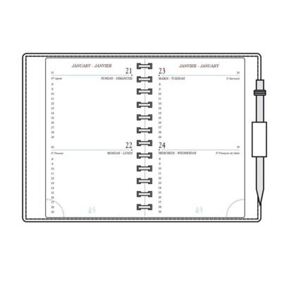 Recharge spiralée agenda AG12R 120x73 mm 2 J / Page Tranche Or - MIGNON