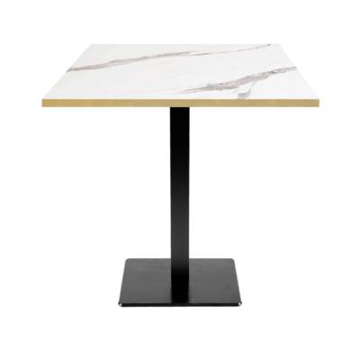Table pied noir 70x70cm marbre blanc chant laiton - intérieur - RestooTab