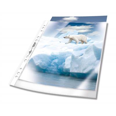 Lot de 100 Pochettes perforées PREMIUM 0,08 mm Grainée Transparent - DURABLE