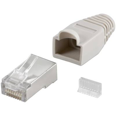 Fiche CAT 5e RJ45 blindée avec soufflet de décharge de traction, gris - GOOBAY