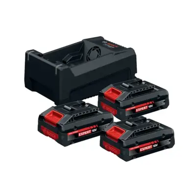 Set de base EXPERT - Chargeur 12/18V - 3X batterie 18V 4.0ah - BOSCH - 0615V0005X