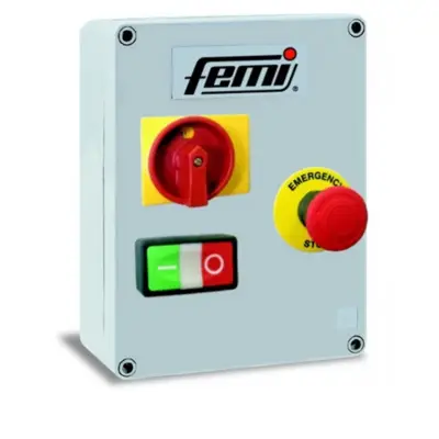 Tableau de commande + Interrupteur d'arrêt d'urgence FEMI meuleuses 450-850 Watts - 7800227 - FEMI FRANCE