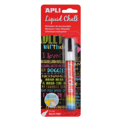 Marqueur craie liquide effaçable Diam 5,5 mm Blanc - Apli-Agipa
