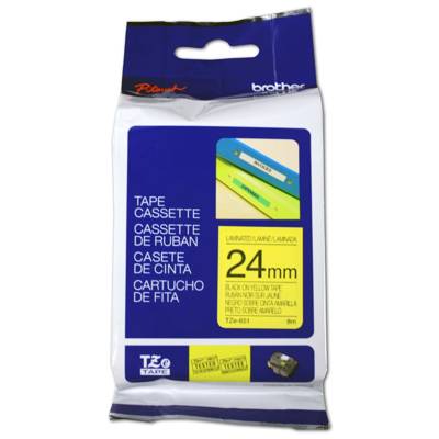Cassete Ruban TZe-651 24 mm x 8 m Noir sur Jaune - BROTHER