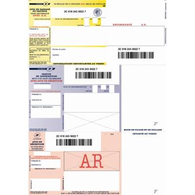 Boîte de 1000 imprimés recommandés avec AR A4 IB1. Laser et jet d'encre - TECHMAY
