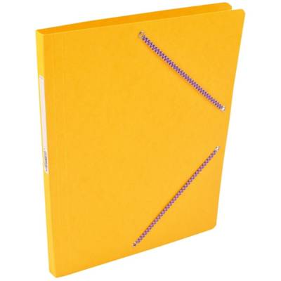 Chemise Carte Lustée simple 24 x 32 cm avec élastiques et étiquette de dos Jaune - COUTAL