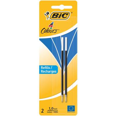 Pack 2 Recharges Pour Stylo Bille 4 couleurs Pointe moyenne 1 mm  Bleu
