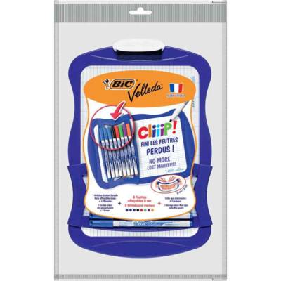 Kit ardoise blanche Velleda + 8 marqueurs 1721 & effacette - BIC