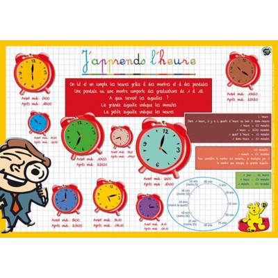 Sous main éducatif 30x42 J'apprends l'heure - ARIS EDITIONS