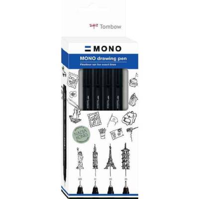Set de 4 Feutres Fin MONO Drawing Pen "Fine Set" 005-01-03-05 - TOMBOW