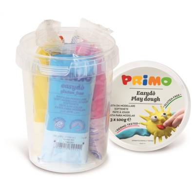 Bâtonnet de pâte à modeler en seau 3 couleurs 100 g - PRIMO