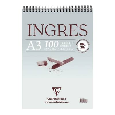 Bloc Ingres Etude vergé A3 100 feuilles 80g Ivoire - CLAIREFONTAINE