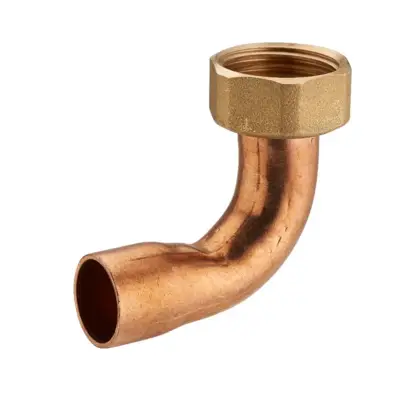 Raccord coudé laiton à visser femelle écrou prisonnier F1/2' (15x21) / cuivre à souder NOYON & THIEBAULT - Ø 12 mm - 778-1512L1