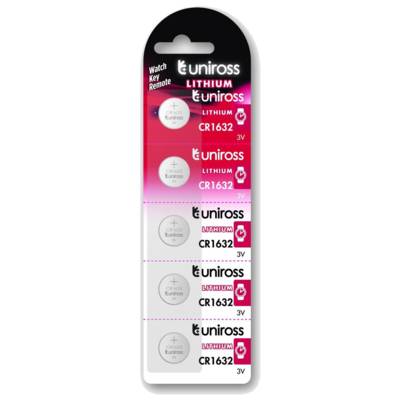 Pack de 5 Piles Lithium CR1632, 3V - UNIROSS